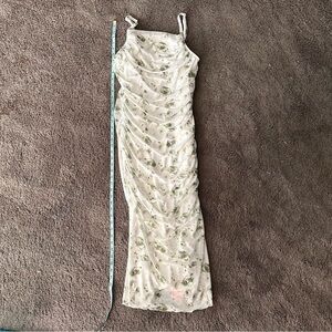 SHEIN White and Green Maxi Dress Elegant Flowing Silhouette